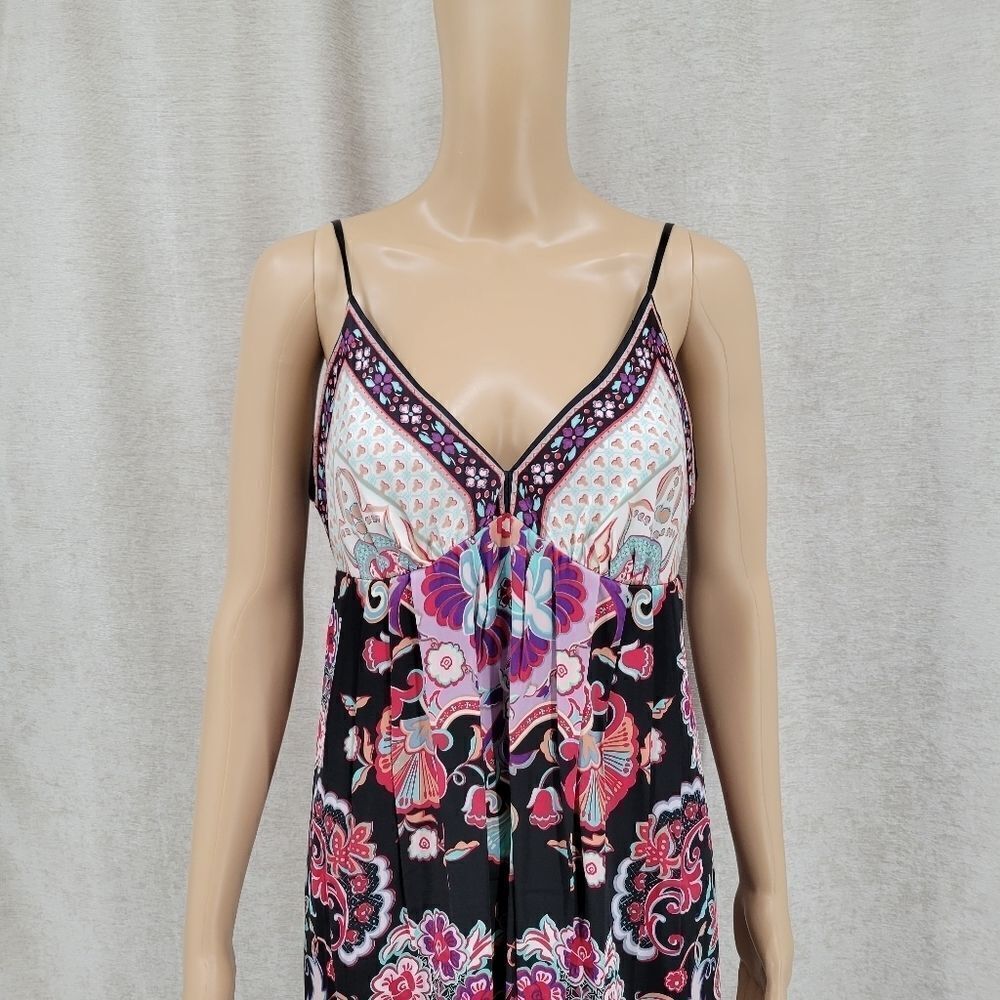 eci Y2K  Silk Satin Floral Midi Dress Women's Size 6 Boho - Picture 2 of 13
